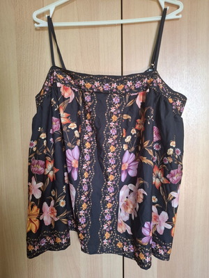 Women's blouse with straps floral pattern Shein like new black multicolor XXXL