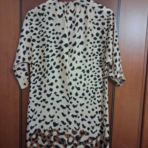 Mango animal print dress, beige and brown, size S