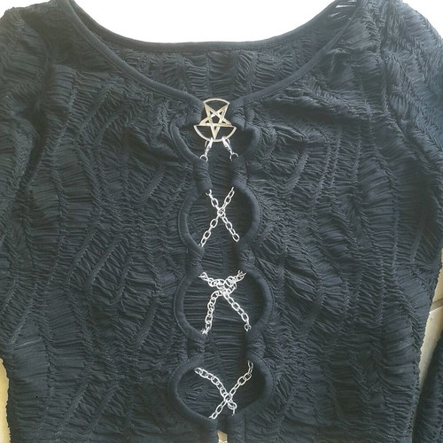Gothic top Devil Fashion long sleeve, new, size XS, black silver