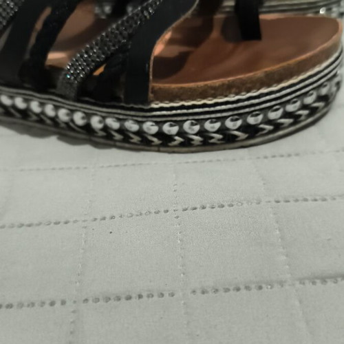 Bozikis summer platform sandals with decorated sole, black, size 38