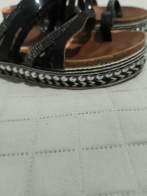 Bozikis summer platform sandals with decorated sole, black, size 38