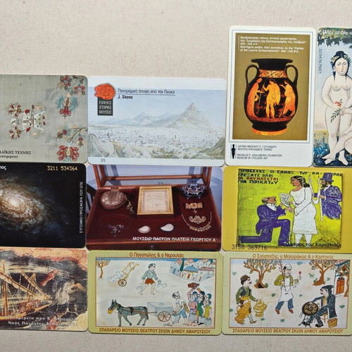 Collectible phone cards used, pack of 10, culture arts museums
