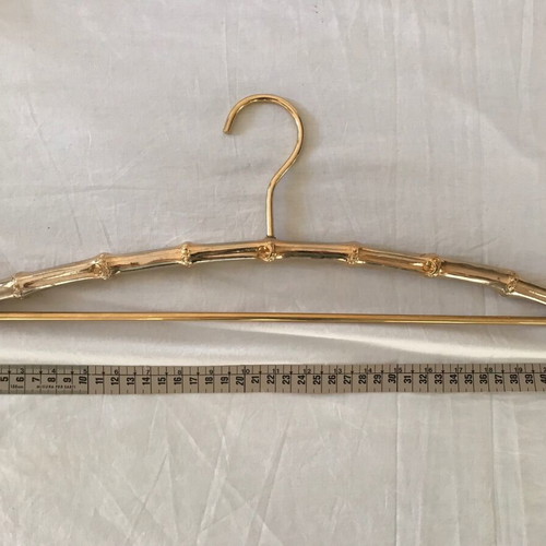 Set of 3 used antique bamboo-style metal hangers in gold color
