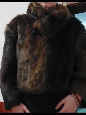 Short coat new brown color, size L, faux fur