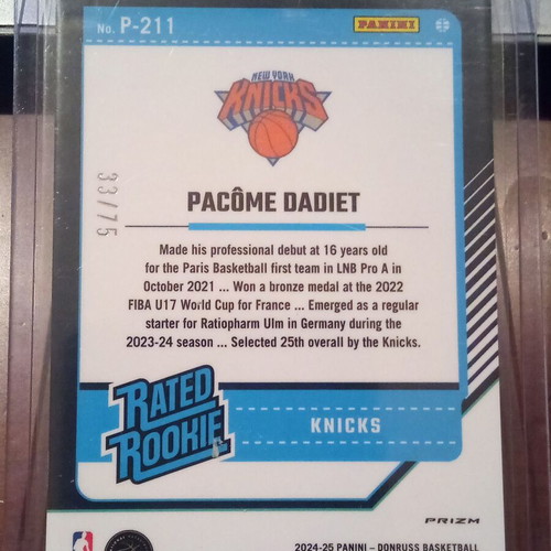Pacome Dadiet 2024-25 Donruss Optic Rated Rookies Preview Orange Prizm card like new