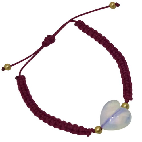 Handmade macrame bracelet with moonstone heart new