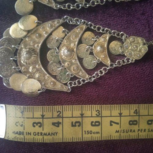 Silver vintage earrings with Ottoman coins like new, gold-toned