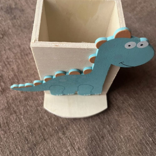 Dinosaur pencil holder like new, wooden