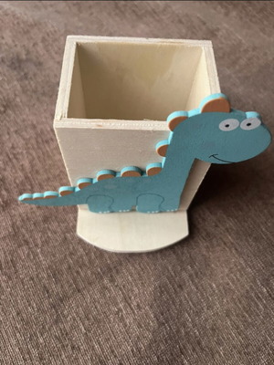 Dinosaur pencil holder like new, wooden