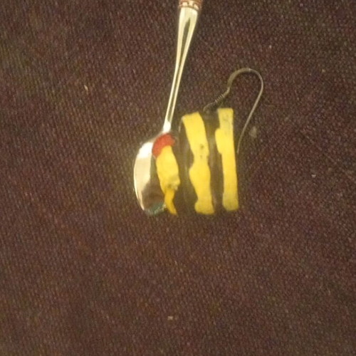 Silver 925 earrings spoon and cake