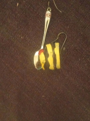 Silver 925 earrings spoon and cake