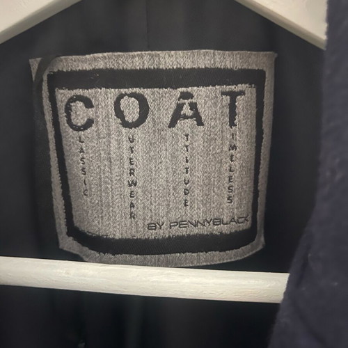 Pennyblack women's wool coat blue with black leather like new
