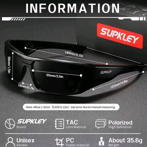 Supkley polarized unisex sunglasses new, matte black