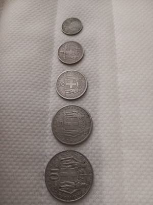 Old collectible coins used, 50 lepta, 1drachma, 2drachma, 5drachma, 10drachma