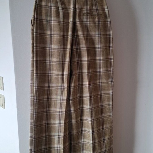 Zara checked pants like new, wide high-waisted, beige brown