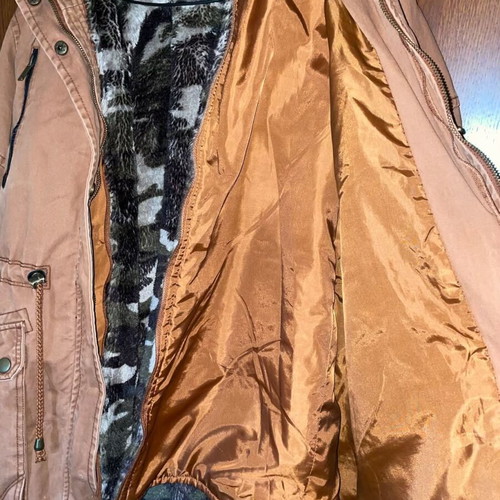 Winter jacket with removable fur lining, brown, size M