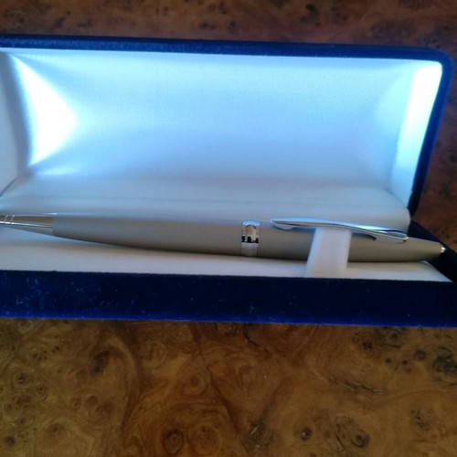 Pen new in blue velvet case