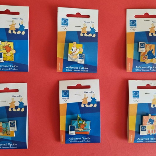 Pins Athens 2004 Mascot Sports new, set of 35 pieces