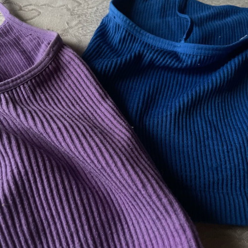 Stradivarius ribbed tops like new, size Small, blue and purple, pack of two