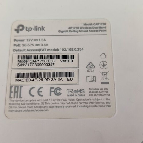 TP-Link CAP1750 AC1750 Access Point used, Wi-Fi 5, PoE support