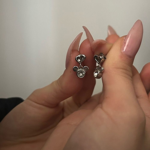 Disney stainless steel earrings like new, gray