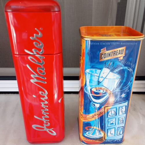 Collectible metal tins Johnnie Walker and Cointreau anniversary set like new