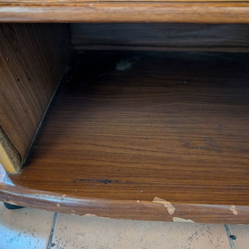 TV table used with wheels and glass door
