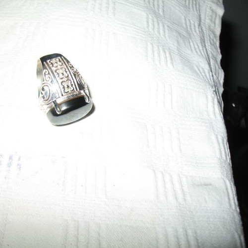 Men's ring with large hematite stone, stainless steel, new