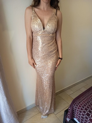 Sequin dress size M, like new, beige