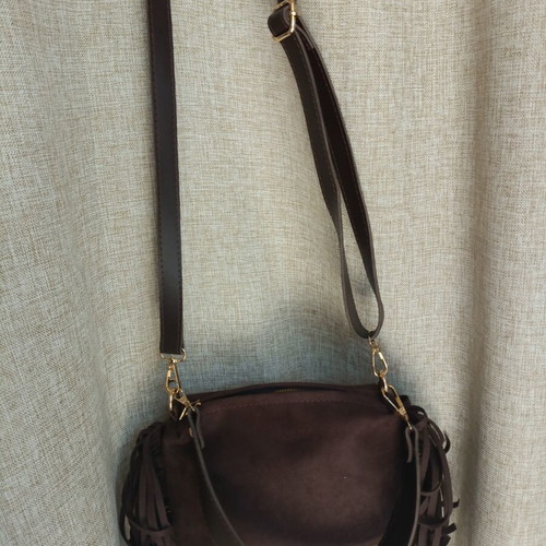 Brown Boho Crossbody Bag with Fringe, New