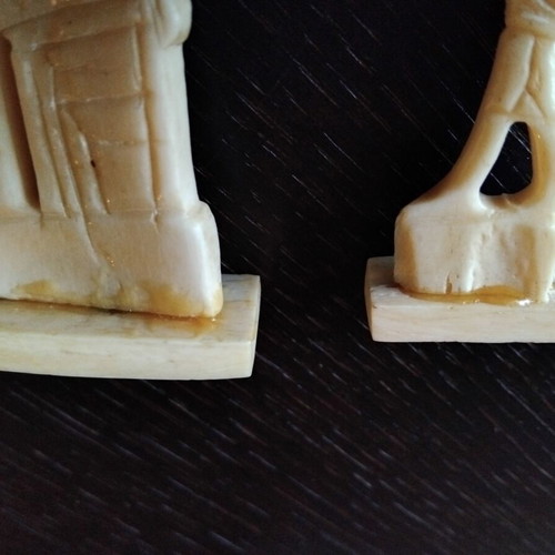 Handmade chess with mother-of-pearl and ancient Egyptian figures used