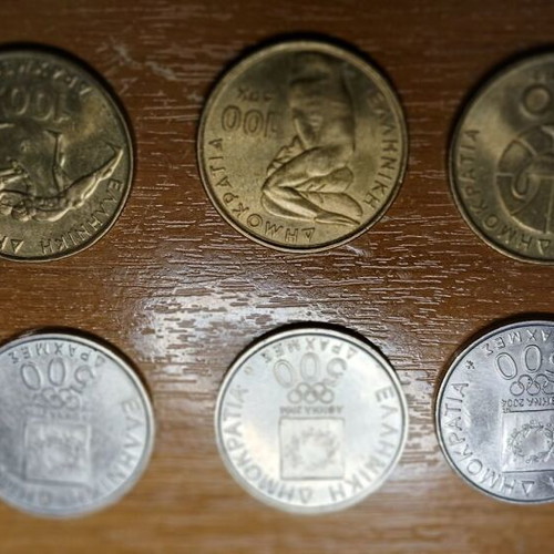 Collectible coins new 500 and 100 drachmas Olympic Games theme