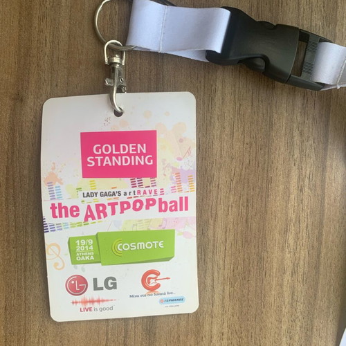 Lady Gaga artRAVE Athens 2014 Golden Standing VIP Lanyard used