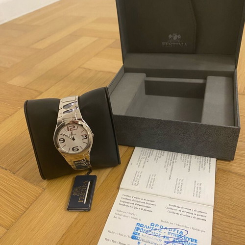 Festina Classic 36mm watch new, unisex, white and silver