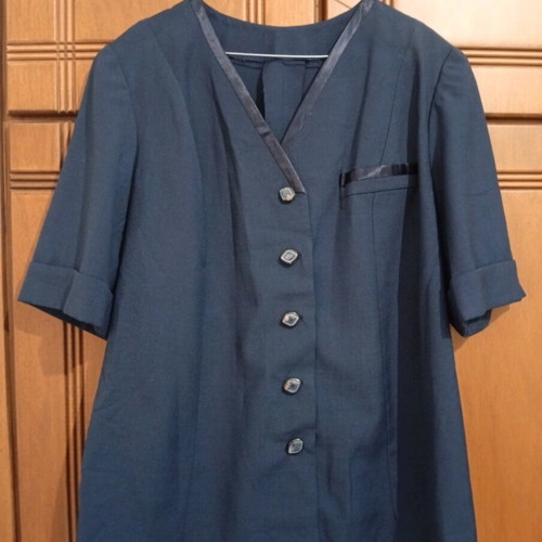 Women's linen suit used, Greek tailoring, size 3XL, blue