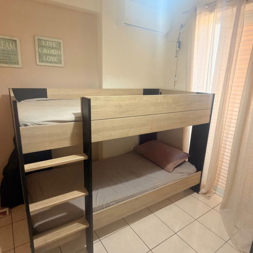 E-F 054 children's bunk bed, natural and black