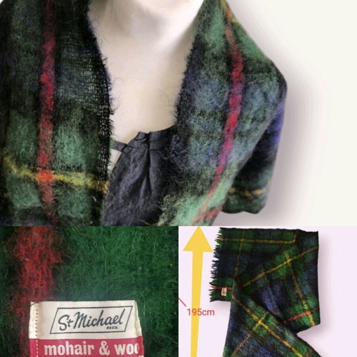 St. Michael vintage wool and mohair scarf like new, red and green