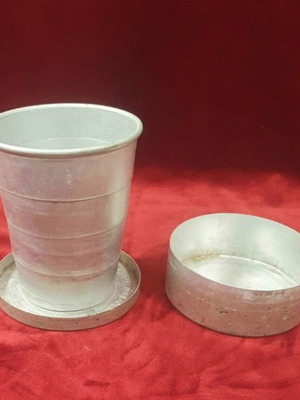 Aluminum military cup used, collapsible, Hellenic Army