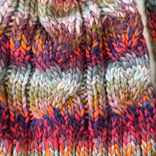 Knitted set hat and circular scarf-collar multicolored new
