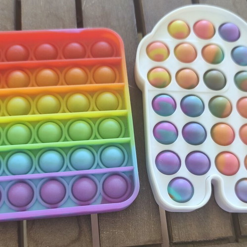Pop It Fidget toy, rainbow, set of 2