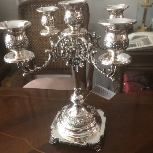 Five-arm silver-plated brass candlestick new heavy