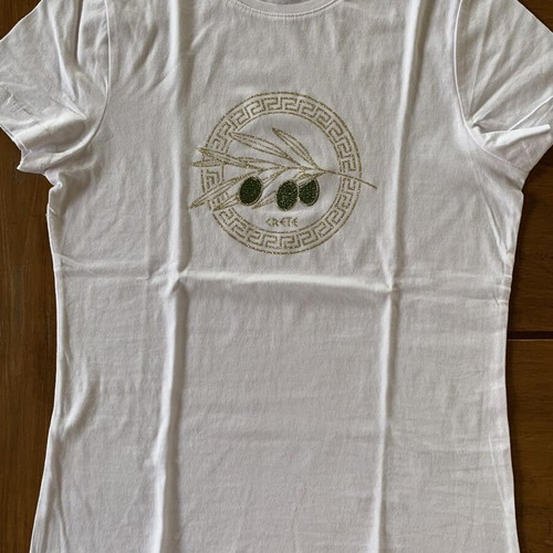 T-shirt from Crete new, size M, white with glitter design