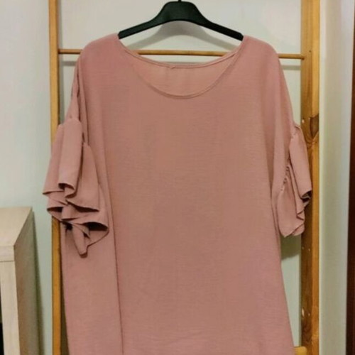 Blouse with ruffle sleeve new, pink-melon shade