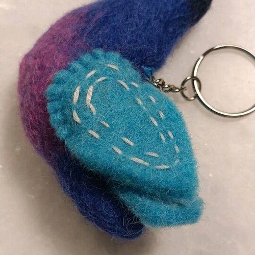 Felt keychain colorful handmade with bird charm