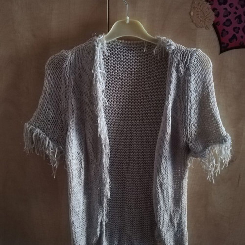 Beige perforated knitted cardigan used, size S/M, short sleeves