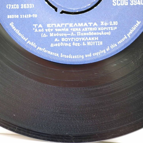 Aliki Vougiouklaki Ta Epangelmata & To Tsirko 7'' vinyl used, laiko