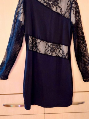 Dress new with lace sleeves, modern design, black, Shein