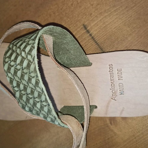 Handmade leather sandals like new, size 38, brown and green
