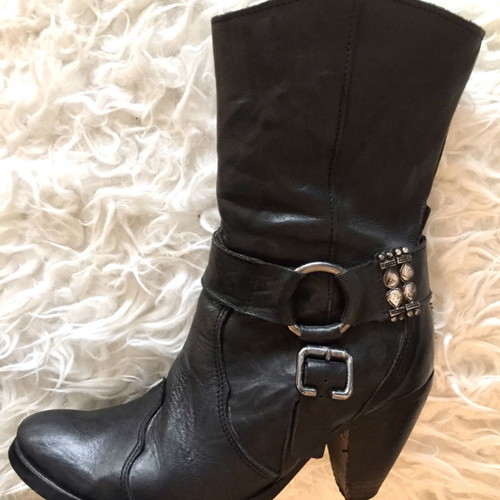 Handmade leather western ankle boots size 37, black
