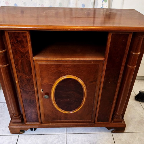 Entrance furniture vintage with wheels, 1 shelf and cabinet used